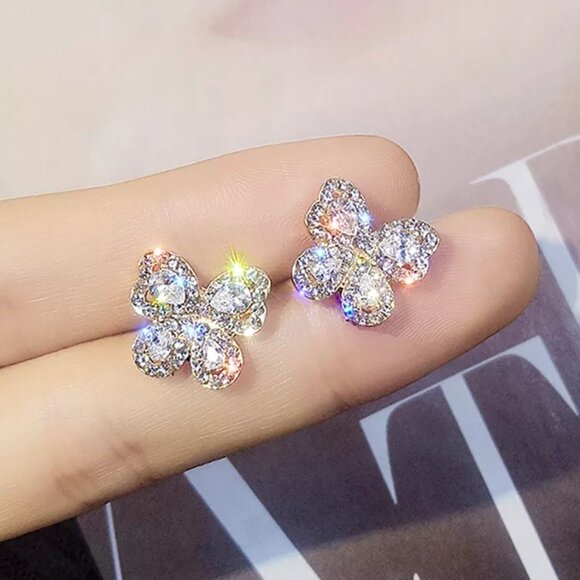 🔥 Classic Butterly CZ Wedding Stud Earrings for Women, FB16FA1094 - Picture 3 of 7